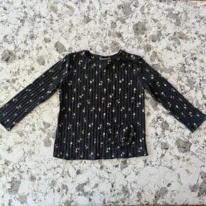Zara charcoal grey floral ribbed pocket shirt size 3-4